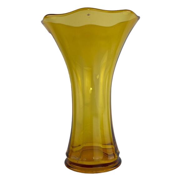 Vintage Amber Glass Swung Vase 9" Mid Century Modern Art Glass Home Decor - Picture 13 of 16